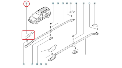 Capac Bara Longitudinala Portbagaj Dreapta Fata Dacia Logan Mcv 2007-2012; 6001549375
