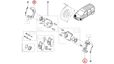 Suport Etrier frana fata Dacia Logan MCV 2007-2012, pentru discuri de 260x22, jante pe 15 inch, marcaj ATE, stanga/dreapta, 6001549802,  piesa originala OE