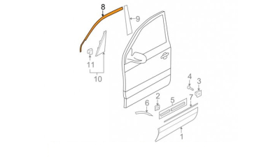 Film, autocolant vertical usa partea Stanga Spre Spate Dacia Logan 2004-2012, 6001549909,  piesa originala OE