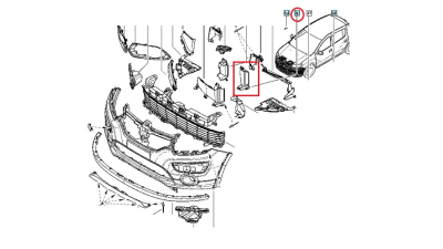 Grila Aerisire Inferior Bara Fata Dacia Logan II, Sandero 2012-2018, 628206930R,  piesa originala OE