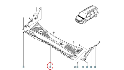 Perete Despartitor grila ventilatie capota-parbriz Dacia Lodgy 2012-, Dokker 2012-, 663125392R,  piesa originala OE
