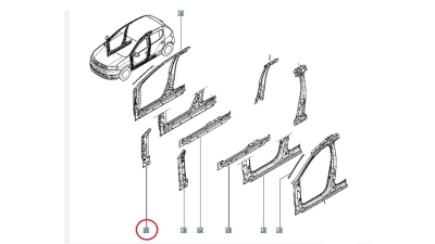 Intaritura stalp fata partea dreapta Dacia Logan II 2012-2018; LOgan MCV II 2012-; Sandero 2 2012-2018, 762461374R,  piesa originala OE