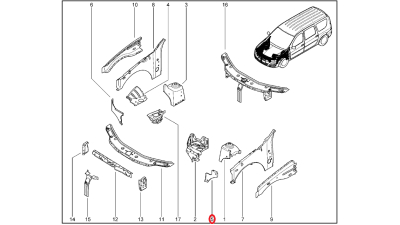 Element de Legatura intre Dublura lonjeron - traversa fata Dacia Logan 2011-2012; Sandero 2011-2012, 762951330R,  piesa originala OE