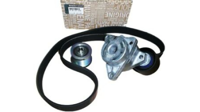 Kit Accesorii, Set curea transmisie cu caneluri NISSAN INTERSTAR, PRIMASTAR; RENAULT MASTER II 2003-, TRAFIC II motorizare 2.5D (curea 7PK1113+ intinzator +rola alternator), 7701477415,  piesa originala OE