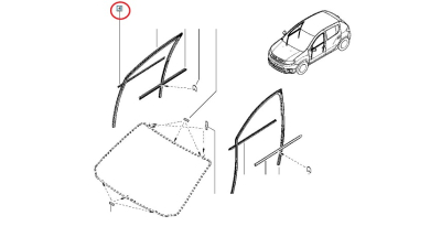Perie Geam Exterior Usa Dreapta Fata Dacia Logan 2 2012-03.2018; Logan MCV II 2012-; Sandero 2 2012-03.2018, 808206884R,  piesa originala OE