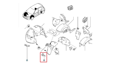 Element Inchidere carenaj - bara fata partea Stanga - Renault Megane 2 2002-2008, 8200241731,  piesa originala OE