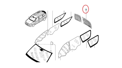 Geam Usa Batanta Stanga Spate Cu Incalzire Dacia Logan MCV 2010-2012, 8200396122,  piesa originala OE