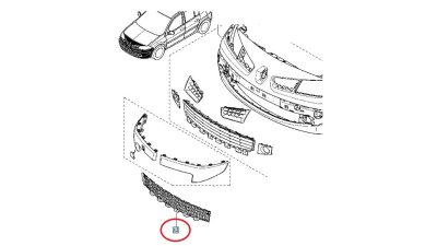 Grila Inferior Centrala Bara Fata Renault Megane 2 02.2006-2009, 8200746184,  piesa originala OE