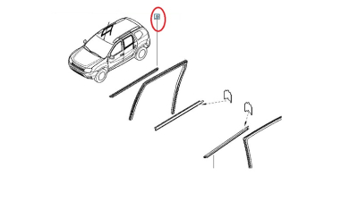 Cheder Geam, Perie Geam Exterioara Usa Spate Partea Dreapta Duster 2010-2016; Cod 828200165r
