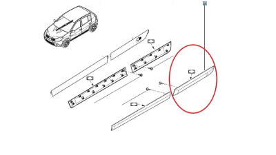 Bandou Usa Spate Stanga Dacia Sandero 2008-2012, ornament portiera, 828778633R,  piesa originala OE