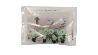 Set fixare scut protectie sub motor Escort, 01.1995-02.1999; Fiesta (Jhs), 01.2002-09.2008; Focus, 09.1998-11.2004; Fiesta/Courier (Jas/Jbs), 11.1995-12.2001, fixare scut sub motor