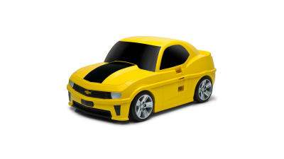 Troler copii in forma de masina Chevrolet Camaro, Ridaz, 30x21x49cm, Galben