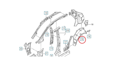Carenaj metalic Spate Dreapta exterior Seat Ibiza (6J) 2008-2017, pasaj roata, 6J0809412B, piesa originala VAG