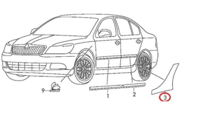 Folie Protectie Aripa Spate Stanga - O.E. Skoda 1Z0807905E