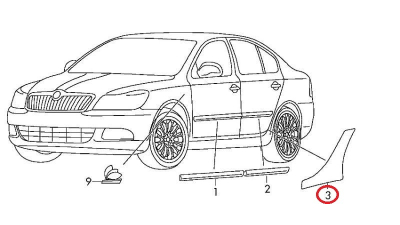 Folie Protectie Aripa Spate Dreapta - O.E. Skoda 5JA807906B