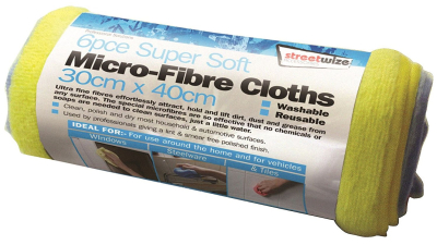 Laveta microfibre Streetwize pentru sters praf si spalat auto 30x40 cm, pachet 6 lavete 