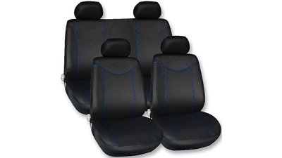 Set huse scaune fata - spate auto Ford Fusion, Streetwize Racing Style Albastru 11 piese