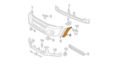 Ornament Dreapta Bara Fata 00-> Toyota 5211242040