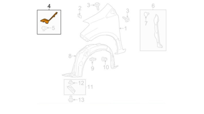 Garnitura Aripa Stanga Fata 12 Toyota 538670D091