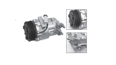 Compresor aer conditionat Opel Combo C/Furgon 2001-10, 2011, Combo C/Tour, 07.2004-12.2005, motorizare 1.3 CDTI, 51kw, diesel, rola curea 110 mm, 6 caneluri, tip Sanden: 6V12