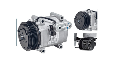 Compresor aer conditionat Ford Fiesta (JA8), 2008-2017, motor 1.4 TDCI, 51kw, 1.6 TDCI, 55kw/66kw/70kw, diesel, rola curea 123 mm, 6 caneluri, Visteon tip: Scroll90
