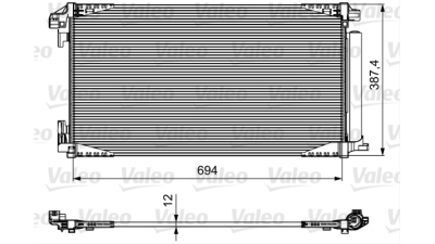 Condensator climatizare AC OEM/OES (Valeo), TOYOTA C-HR, 10.2016- motor 1.2 T benzina, aluminiu/ aluminiu brazat, 715 (695)x390x12 mm, cu uscator si filtru integrat