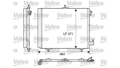 Condensator climatizare AC Valeo, Citroen C2, 2003-; C3, 2002-2016; DS3, Peugeot 1007, 2008, 207, 2006-2012; 208, 2012-, aluminiu/ aluminiu brazat, 464(419)x368x16 mm, cu uscator si filtru integrat