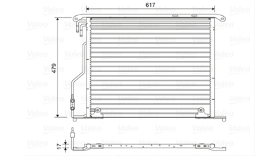 Condensator climatizare AC OEM/OES (Valeo), MERCEDES Clasa S (W220), 1999-2005; Clasa CL (C215), 1999-2006; Clasa SL (R230), 2001-2008 cv automata, aluminiu/ aluminiu brazat, cu radiator de ulei integrat