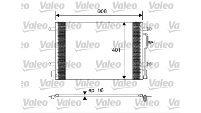 Condensator climatizare AC OEM/OES (Valeo), AUDI A4 (B6), 2000-12.2004; A6 (C5), 08.2001-01.2005 motor, aluminiu/ aluminiu brazat, 605 (575)x410x16 mm, fara filtru uscator 8E3285000