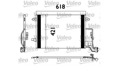 Condensator climatizare AC OEM/OES (Valeo), SKODA SUPERB, 12.2001-03.2008; VW PASSAT (B5), 11.2000-05.2005, aluminiu/ aluminiu brazat, 615 (575)x417x16 mm, fara filtru uscator