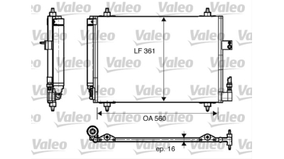 Condensator climatizare AC OEM/OES (Valeo), Citroen C5, 2004-; Citreon C6, 09.2005-, Peugeot 407, 05.2004-2011, aluminiu/ aluminiu brazat, 555 (515)x367x16 mm, cu uscator filtrat
