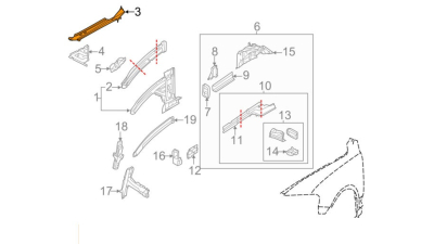 Armatura Stanga Superior Aripa Vw 4L0805157B