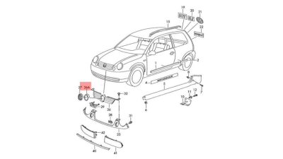 Adaptor Emblema VW Lupo 3L model GTI, suport emblema fata 6E085495501C