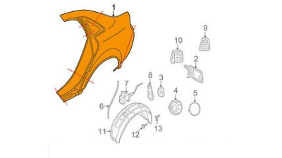 Aripa Stanga Spate Vw 8E5809839A