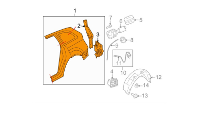 Aripa spate stanga Audi Q5 ; 2009-2016 , OEM originala 8R0809837