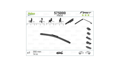 Lamela stergator First VALEO 575000, cu lama de 350 mm, parbriz fata dreapta, cu 3 adaptori de fixare