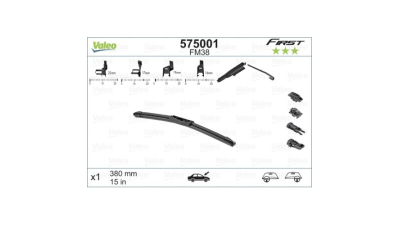 Lamela stergator First VALEO 575001, cu lama de 380 mm, cu 3 adaptori de fixare, 1 buc.