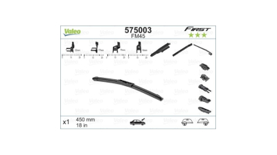 Lamela stergator First VALEO 575003, cu lama de 450 mm, cu 3 adaptori de fixare, 1 buc.