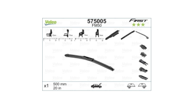 Lamela stergator First VALEO 575005, cu lama de 500 mm, cu 3 adaptori de fixare, 1 buc.