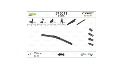 Lamela stergator First VALEO 575011, cu lama de 750 mm, cu 3 adaptori de fixare, 1 buc.