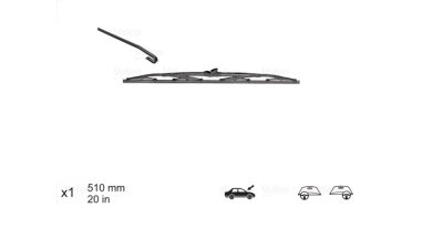 Lamela stergator Valeo 567775, cu lama de 510 mm, 1 buc. Standard, tip fixare U