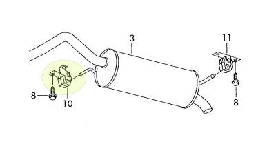 Tampon cauciuc toba finala Skoda Fabia Seat Ibiza Vw Polo 9N Fox 6Q0253144B , BOSAL 255-146