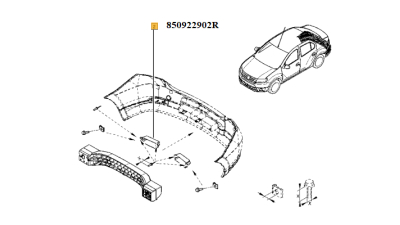 Absorbant Bara Spate Dreapta Dacia Logan 2 Sedan 2012-2017, Suport