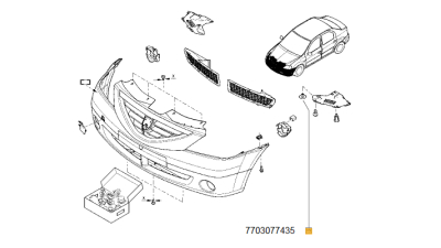 Agrafa mentinere carenaj Logan 2004-2013, Sandero 2008- , Dokker, Duster, Lodgy, Renault Clio, Espace, Master, Kangoo , Megane, Laguna, Scenic, Twingo, Vel Satis 7703077215 original