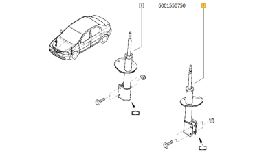 Amortizor Fata Dacia Logan 2004-2009. Logan Mcv 2007-, Sandero 1.2 16v-1.6 16v