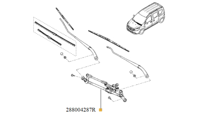 Ansamblu Stergatoare Parbriz Cu Motoras Dacia Dokker 2012-2018 , Lodgy 2012-, 288004287R original