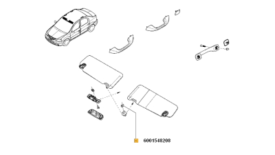 Antretoaza Plastic , Bucsa Parasolar Interior Dacia Logan 2004-2012, Sandero 2008-2012 Renault 6001548208