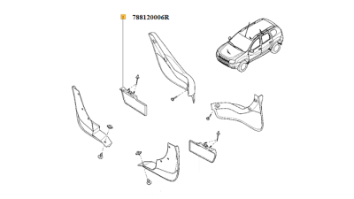 Aparatori De Noroi Spate Dreapta Dacia Duster 2010-2018 , Punte Spate In Fata Rotii
