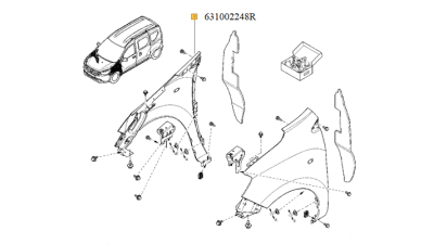 Aripa Dreapta Fata Dacia Dokker Stepway 2015- ; Lodgy Stepway 2015- Cu Gauri Pentru Ornamnet