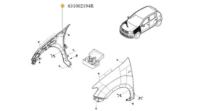 Aripa Dreapta Fata Dacia Logan 2 2012-2018 Renault Symbol 2013-, Fara Gaura Pt Semnalizare 631002194r